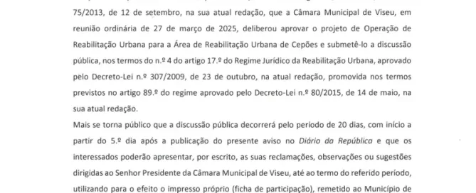 Aviso Jornal - Discussão Pública Projeto - ORU Cepões