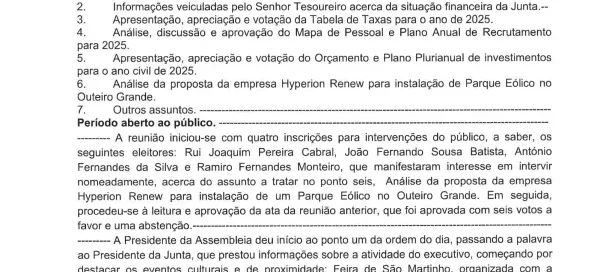 Primeira página da Ata número 13, 2024
