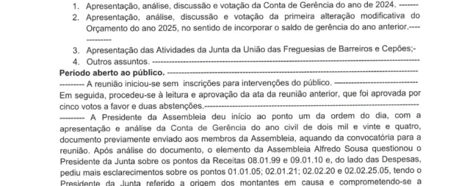 Primeira página da Ata número 14, 2025