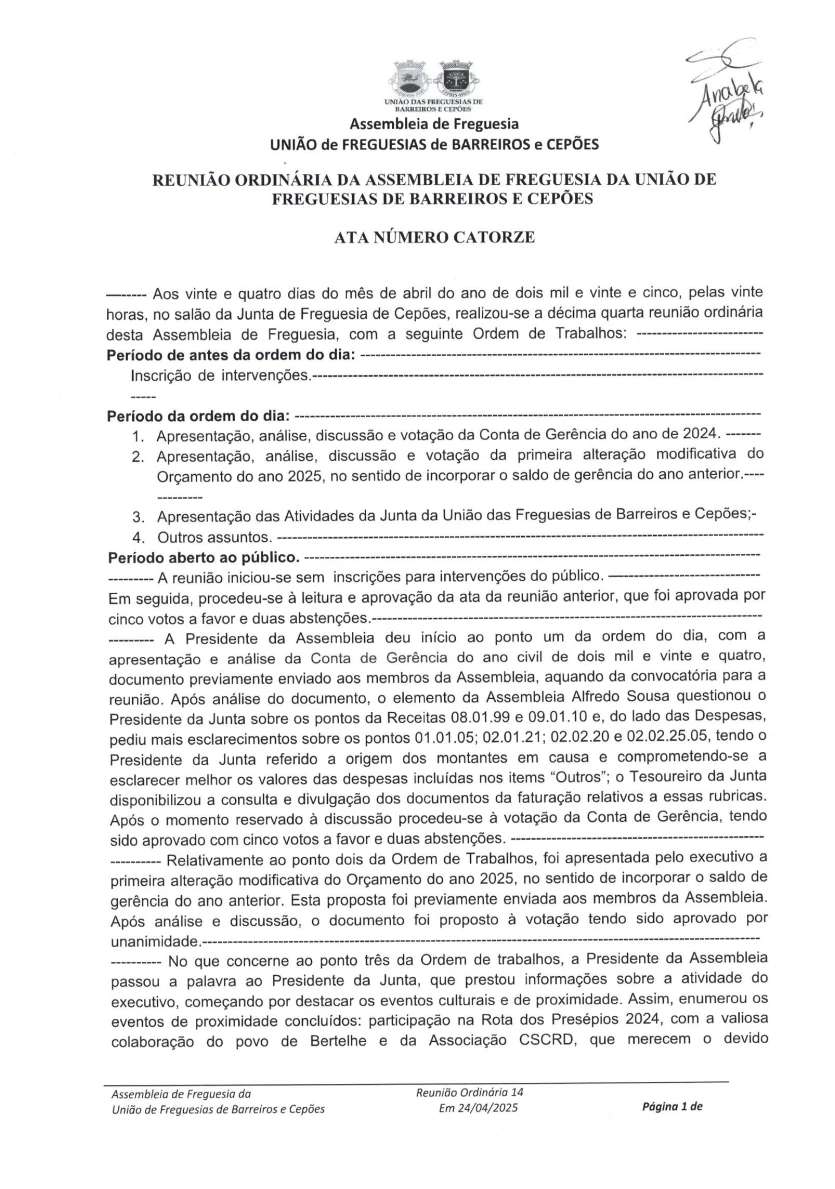 Ata de Assembleia 14 - 2025